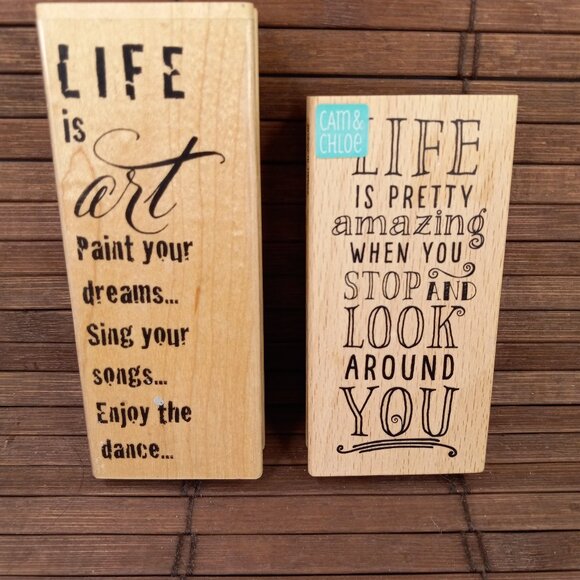 Lot 2 Saying Rubber Stamps Hampton Art Life Is Pretty Amazing Stampendous - Picture 1 of 8
